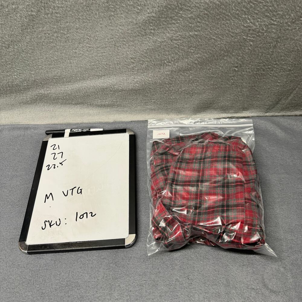 Talbots Shirt Womens Medium Red Black Plaid Cotton Button Up Flannel Vintage - Picture 8 of 8